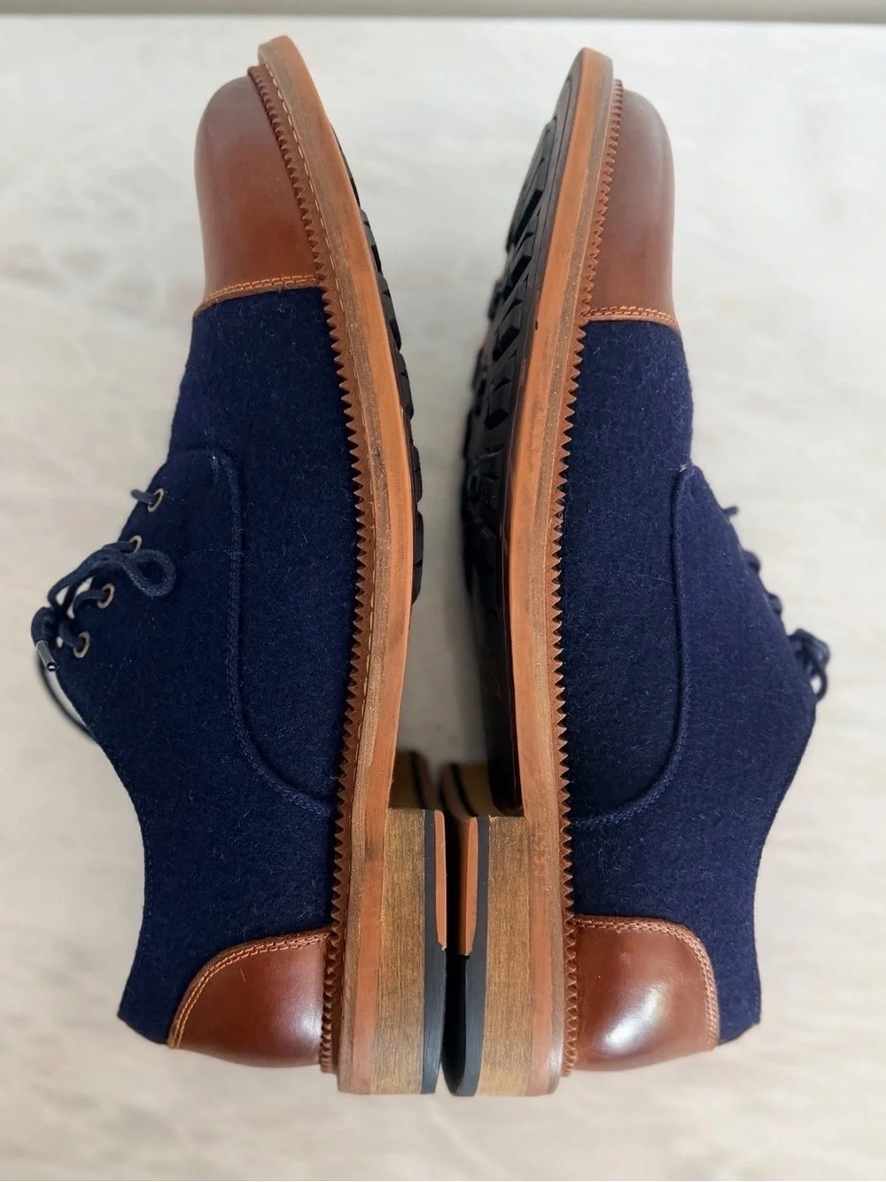 Vintage Foundry Co Dante Cap Toe Oxford Shoes Men’s 10 Blue Suede Brown Leather